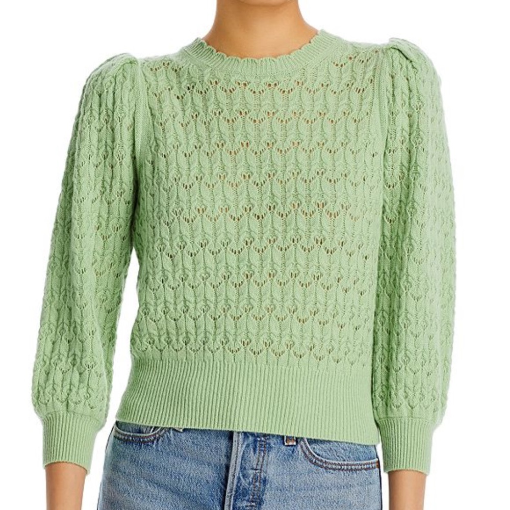 NWT Alice and Olivia 3/4 Length Puff Sleeve 99% Cashmere Sweater.